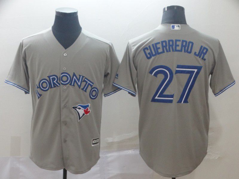 Men Toronto Blue Jays #27 Guerrero jr Grey Game MLB Jersey->toronto blue jays->MLB Jersey